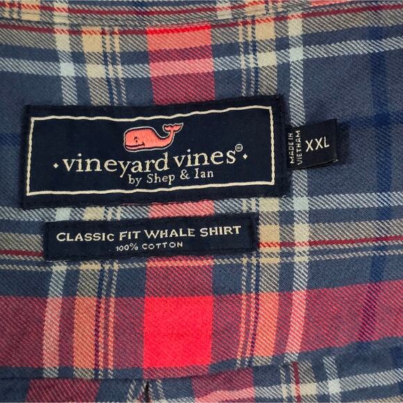 Vineyard Vines Pink and Blue Plaid Flannel Men's Button Down Shirt Size XXL - Picture 7 of 8